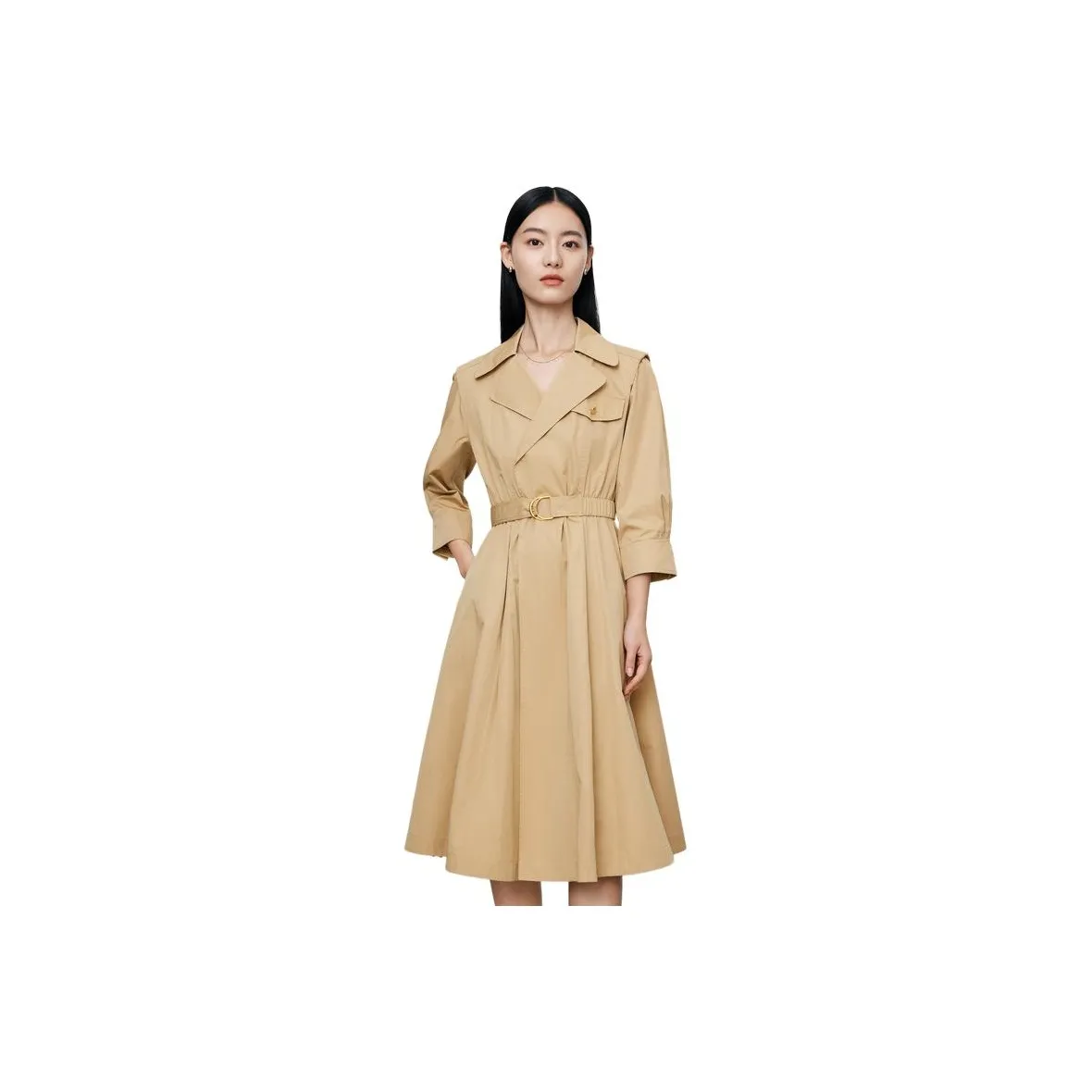 DESIGNICE Long Sleeved Dresses Women's Milk Tea