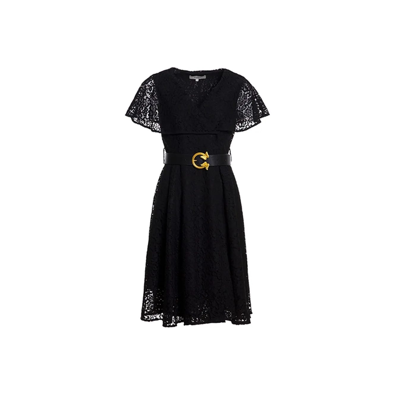 BESIONIA Короткий рукав Платье Женское Черное