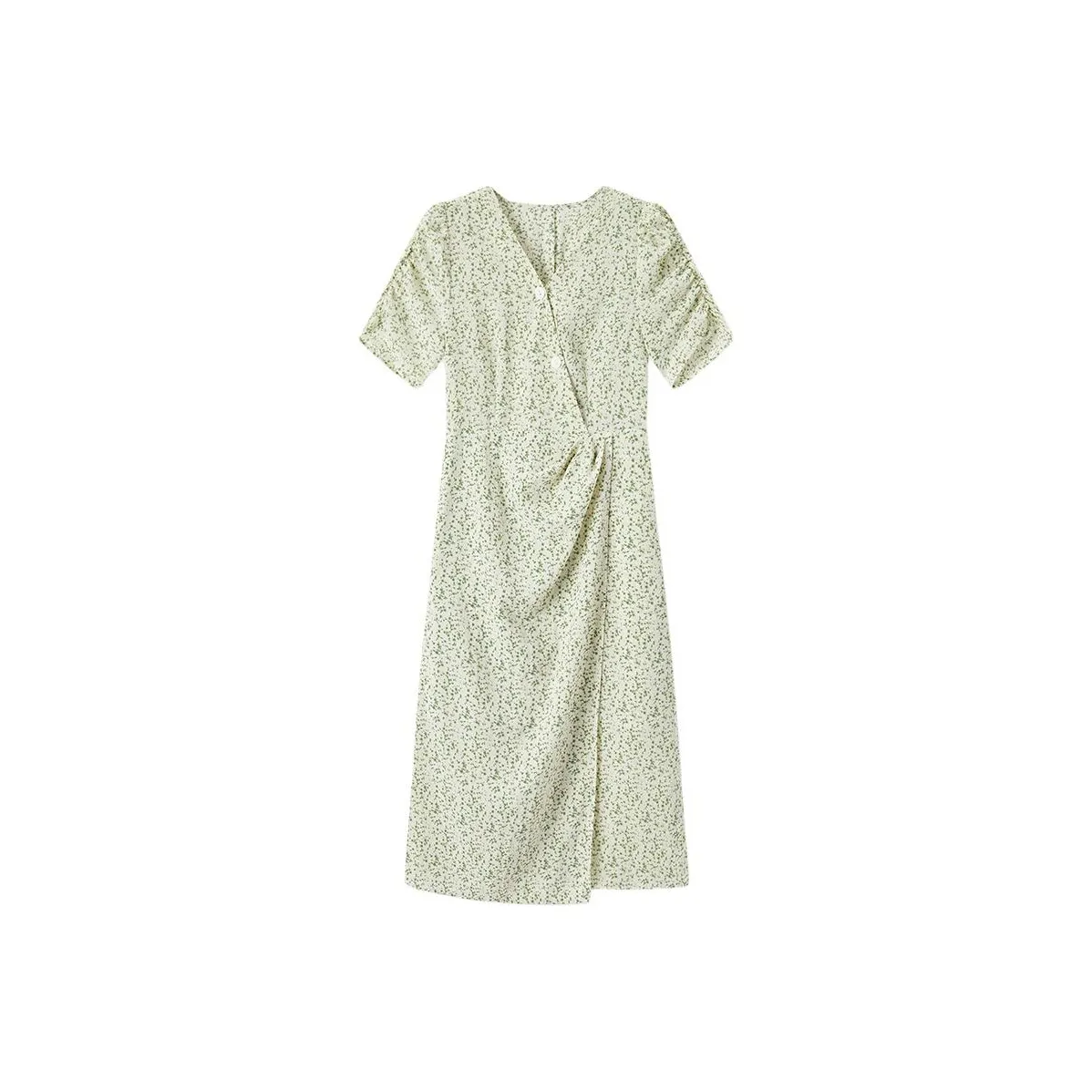 EICHITOO Короткое платье с короткими рукавами женское светло-зеленый узор