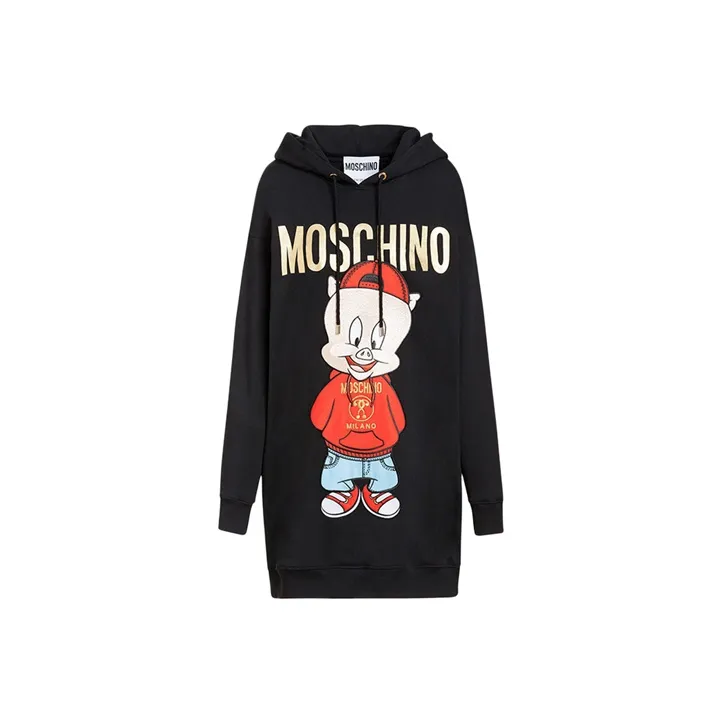 MOSCHINO Черное Женское Длинное Платье с Рукавами