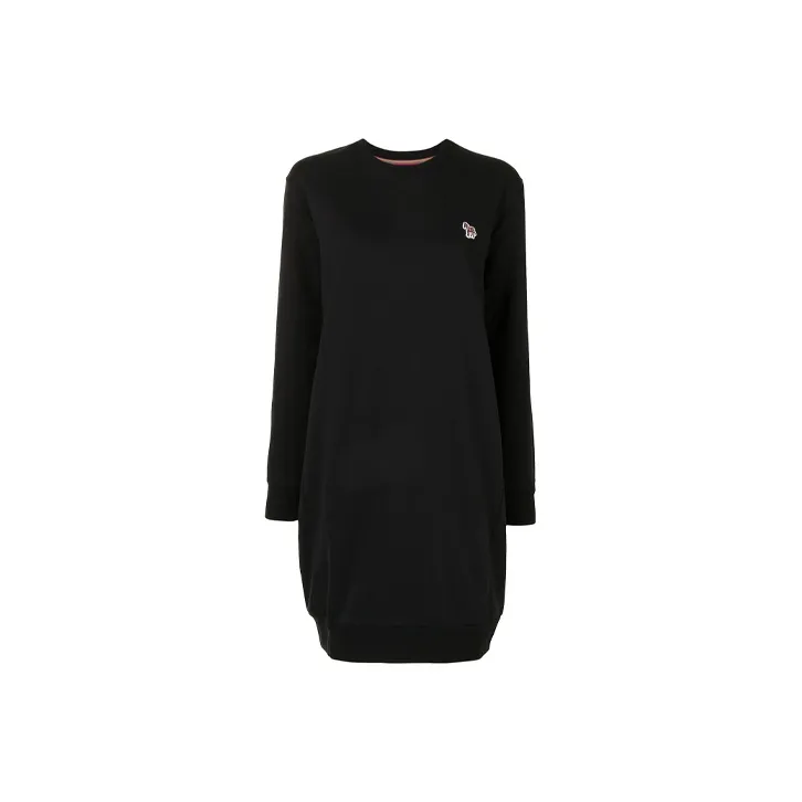 Paul Smith Paul Smith Zebra Logo Series Черное Женское Длинное Платье с Рукавами