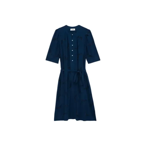 Zadig & Voltaire Blue Женские Короткие Платья с Рукавами