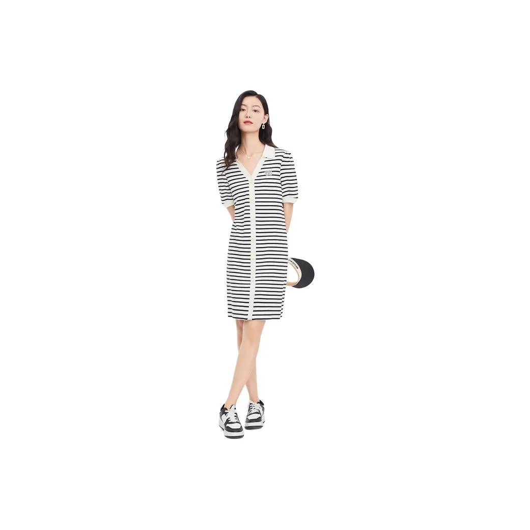 DESIGNICE Short Sleeved Dresses Women's Stripes
