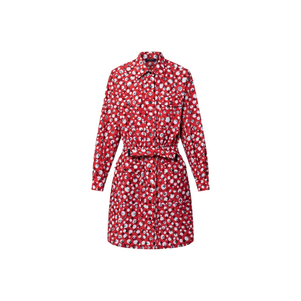LOUIS VUITTON X Yayoi Kusama Infinity Dots Monogram Shirt Dress Rouge Vif/Red/White