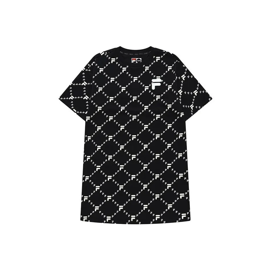 FILA FUSION TOKYO STUDIO Sports Lifestyle Collection Short Sleeved Dress Women's Black
