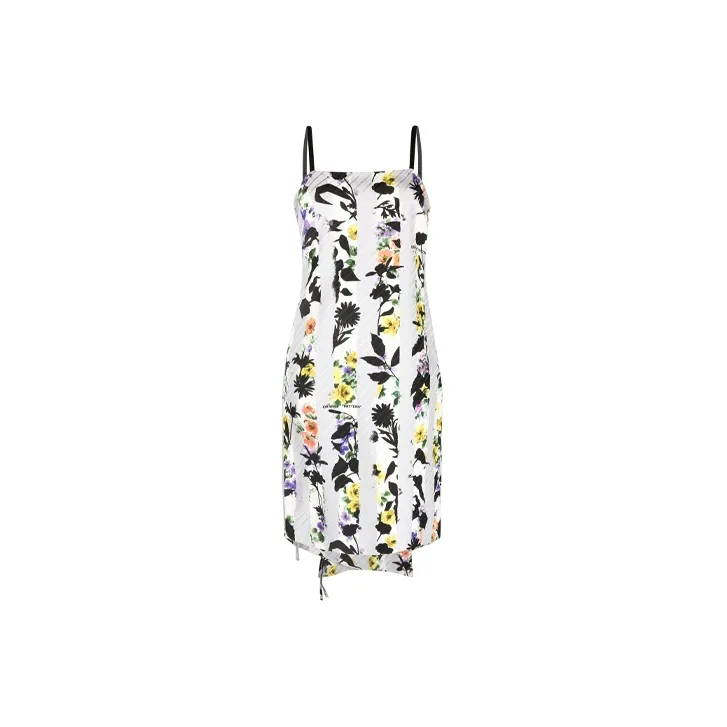 OFF WHITE Striped Floral Print Dress