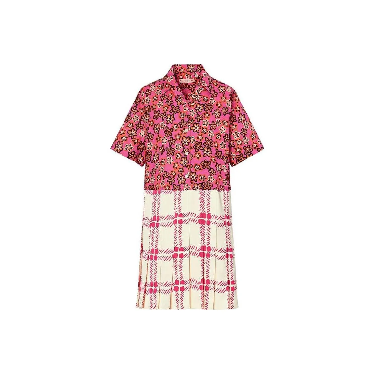 UNIQLO X Marni Open Collar Pleated Dress Pink
