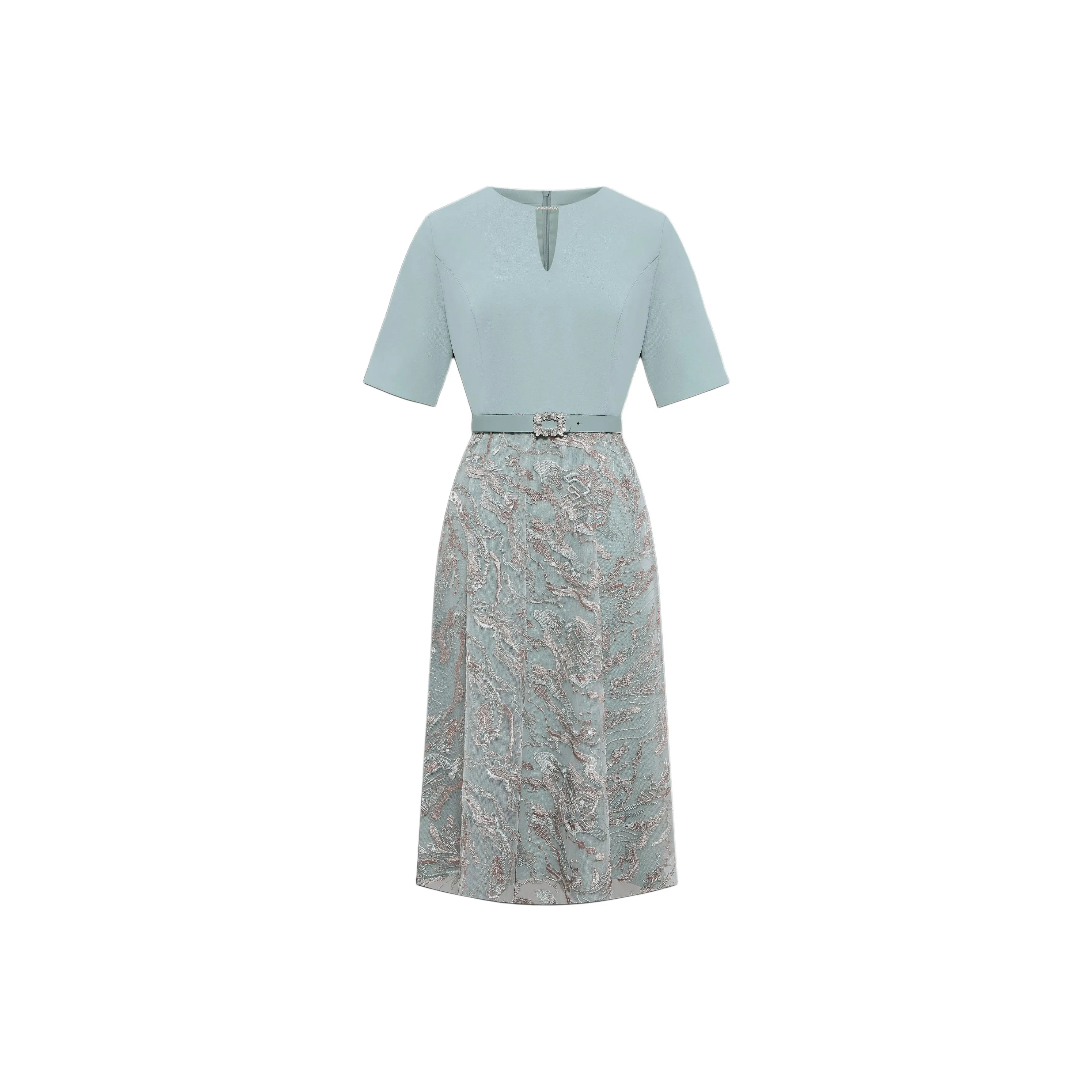 BBLLUUEE Short Sleeved Dress Women's Teal Green
