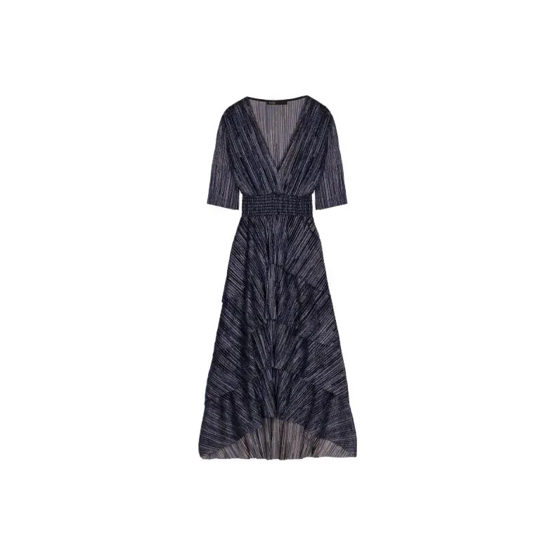 Maje Lamé Ruffle-detail Midi Dress