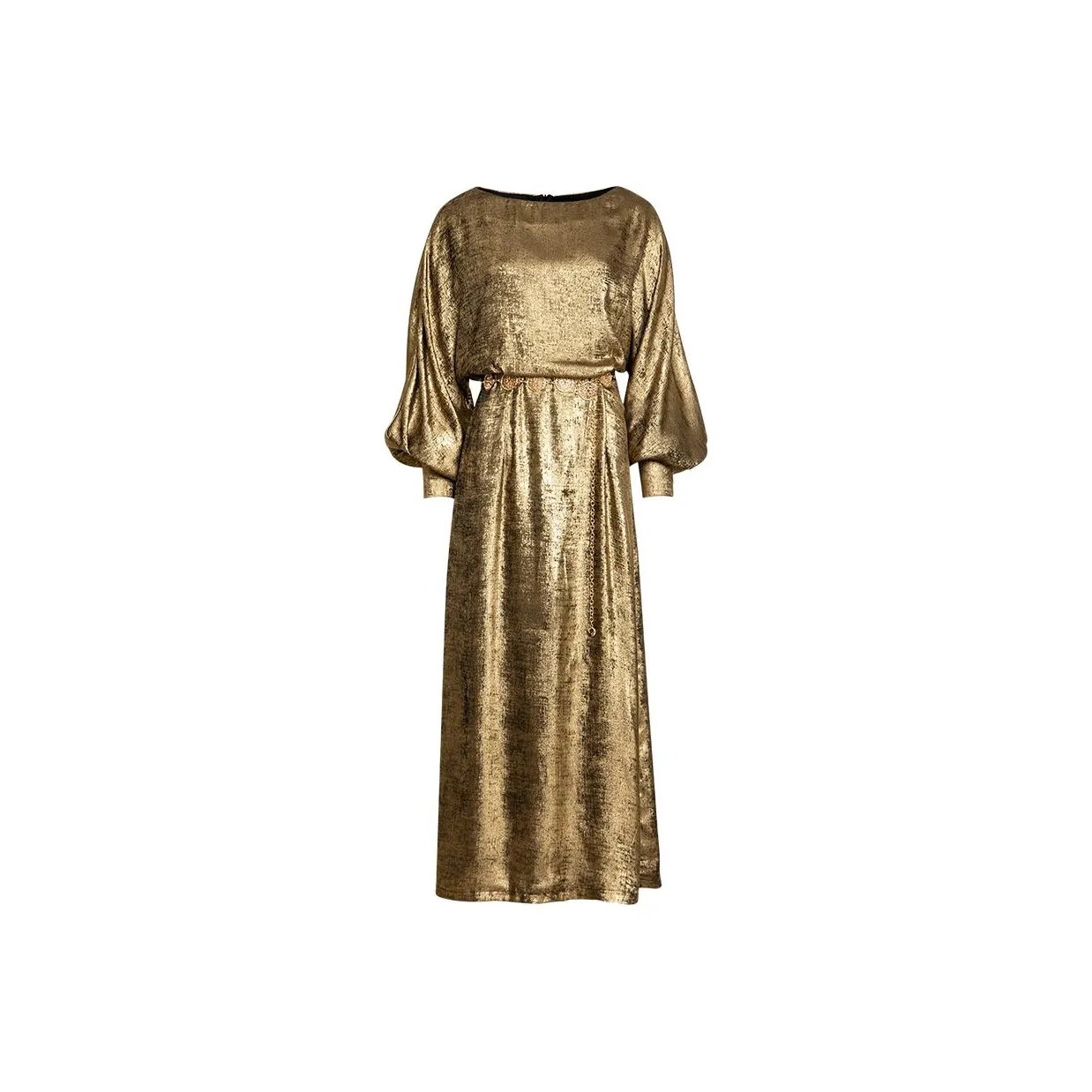 LIZZY Long Sleeved Dress With Gold Waist Chain Women's Gold