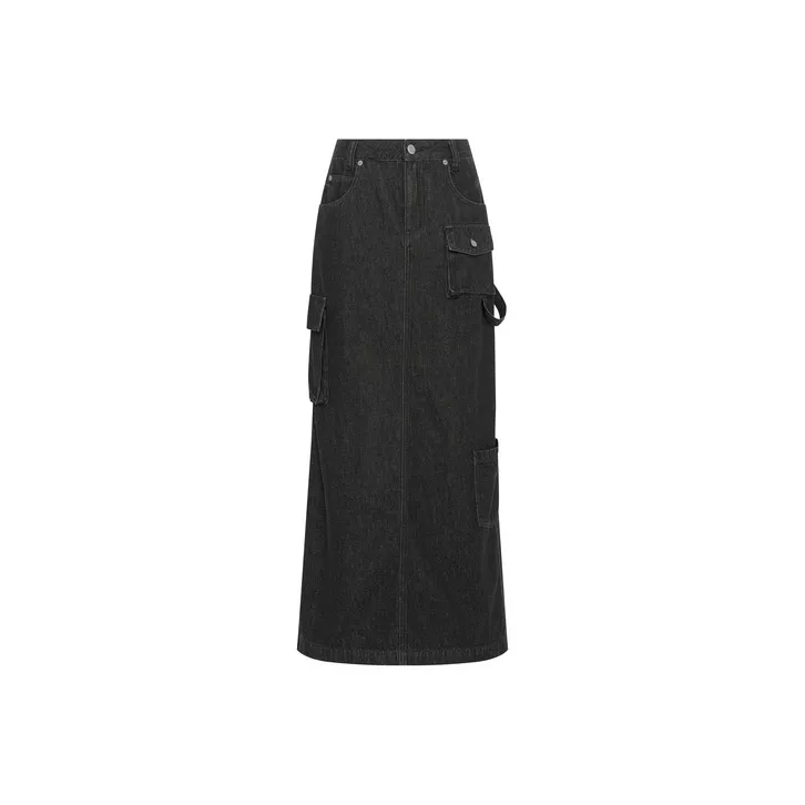 MEIYANG Деним Длинный Юбка Женские Черный Серый