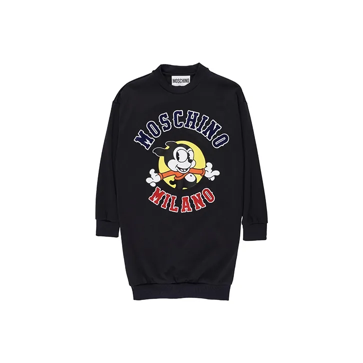 MOSCHINO Черное Женское Длинное Платье с Рукавами