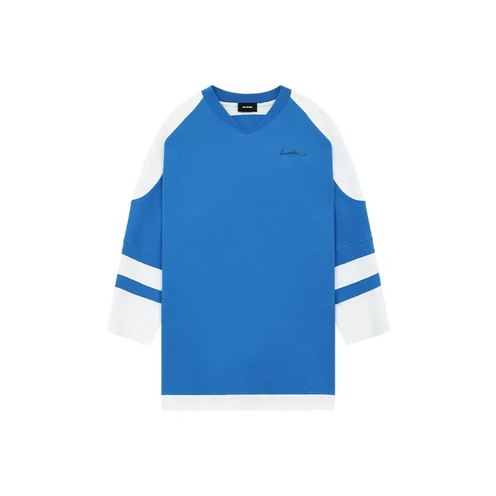 WE11DONE Длинное платье с длинными рукавами женское синее