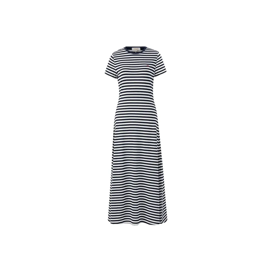 E.land Short Sleeved Dress Women's Color Block