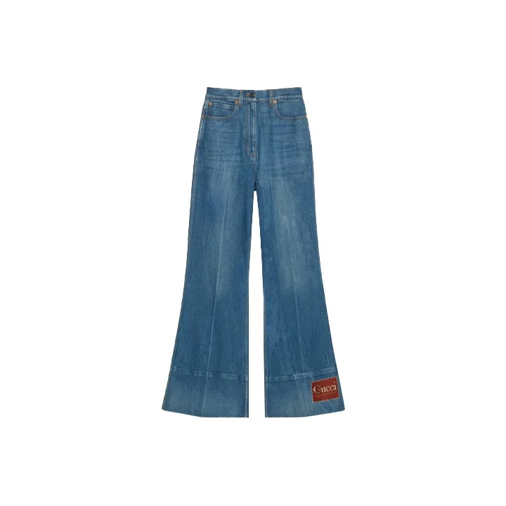 GUCCI Pre Owned Logo patch Flared Jeans