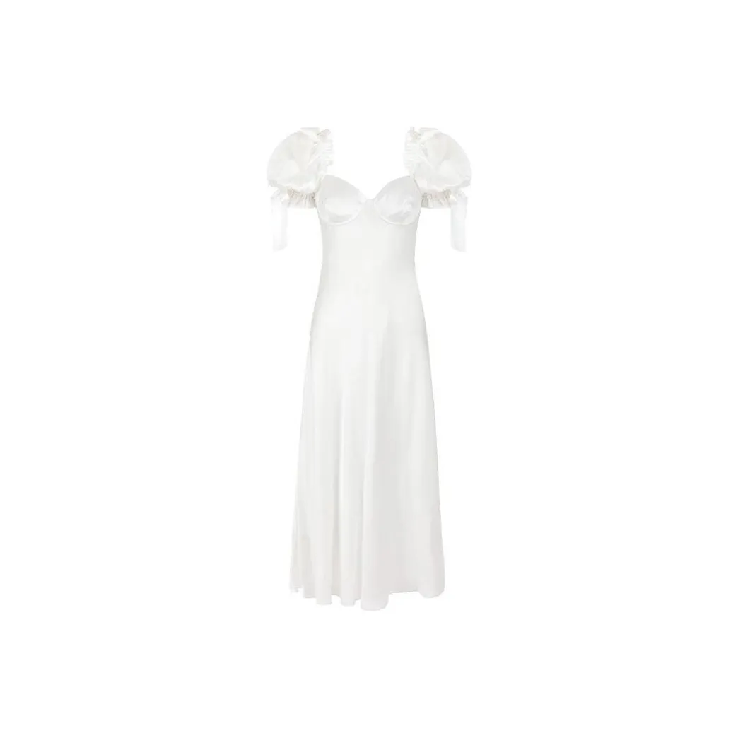 Selkie Collection x Strawberry Short Sleeved Dress Women's Ivory White