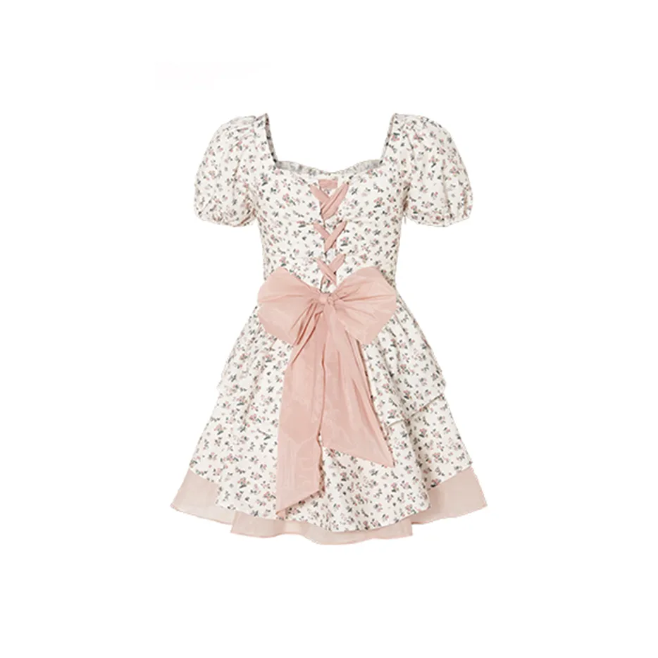 SUNSUNTOWN Короткое платье с короткими рукавами женское