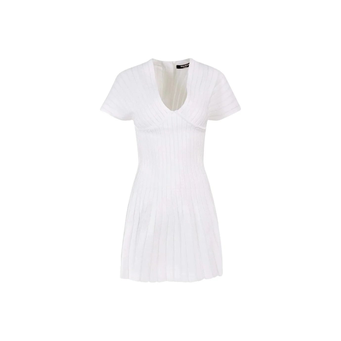 BALMAIN Pleated Mesh Mini Dress