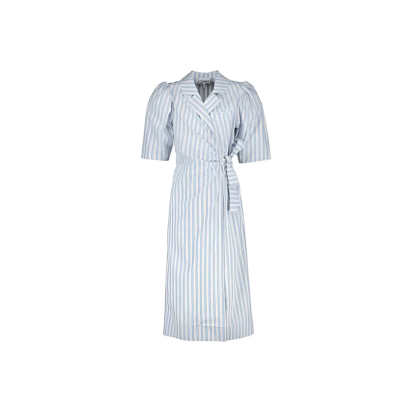 GANNI Короткое платье с короткими рукавами женское синее