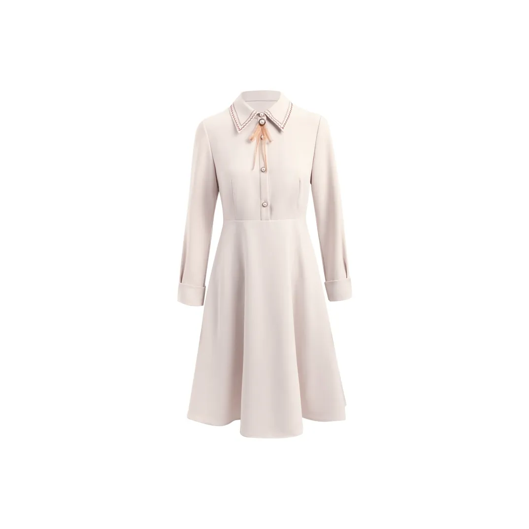 Olrain Long-Sleeved Dresses Women's Apricot