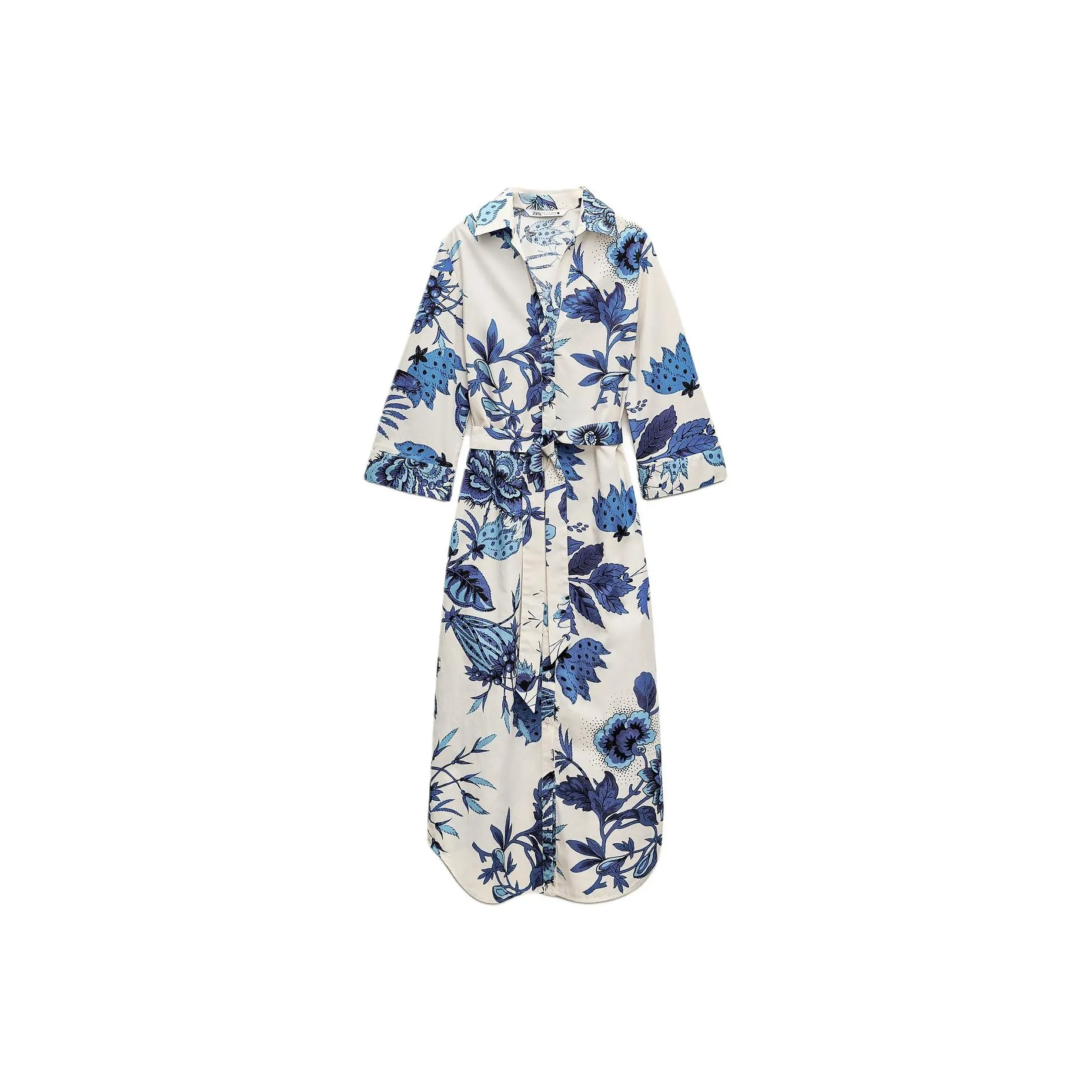 ZARA ZW Series Long-Sleeved Dresses Women's Blue/White
