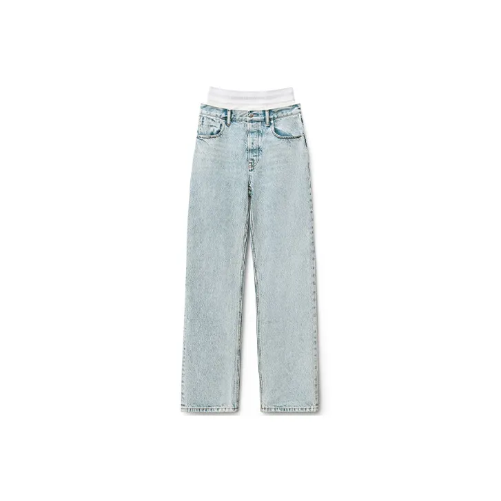Alexander Wang Denim Trousers Women's Pebbled Bleached White