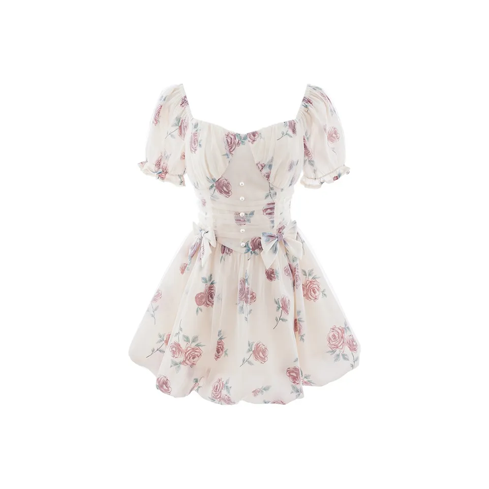 Blovelan Short Sleeved Dress Women's Red Rose