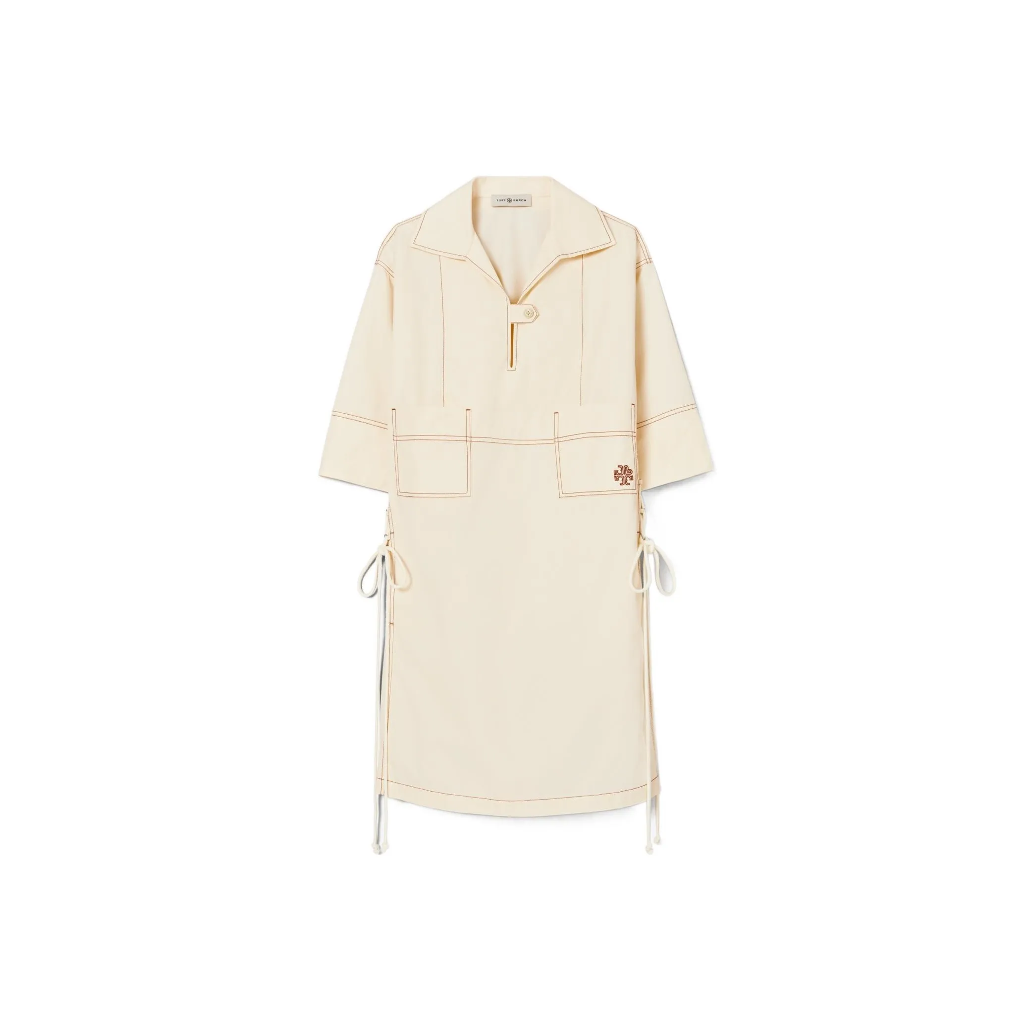 Tory Burch Кремово-белые Женские Платья с Коротким Рукавом