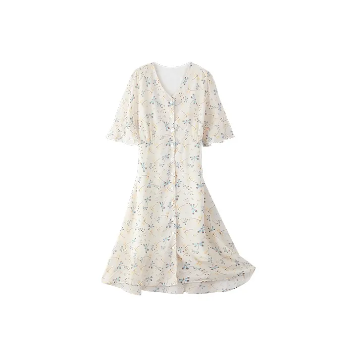 MOPB Цветочный Женский Короткий С рукавами Платья