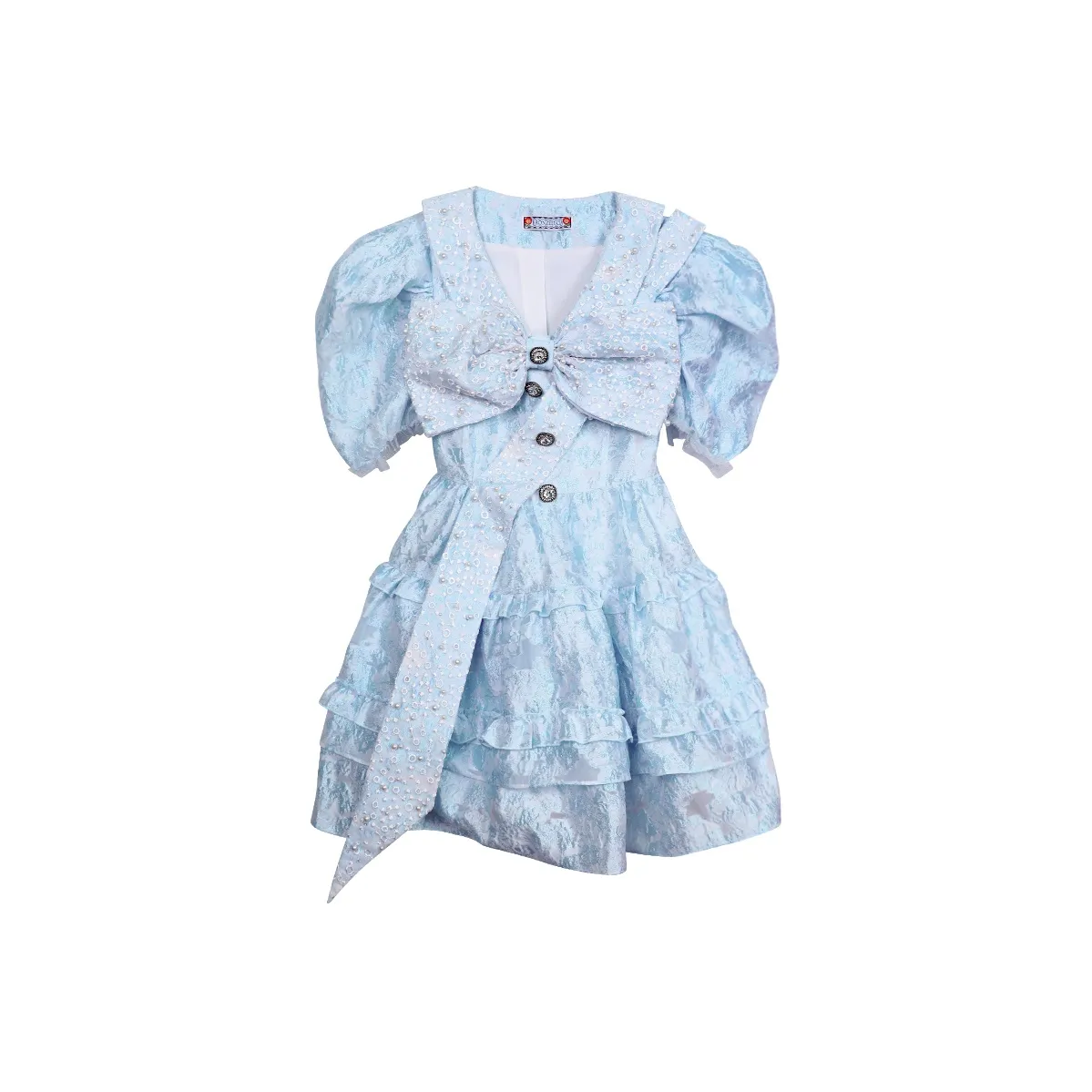 Bronze Lucia Короткий рукав Платье Женское Светло-синий