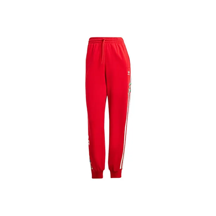 Adidas Originals Graphics Floral Joggers Knitted Sports Pants Women's Red