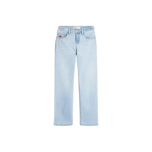 Hollister Женские Джинсы Средне-голубого цвета