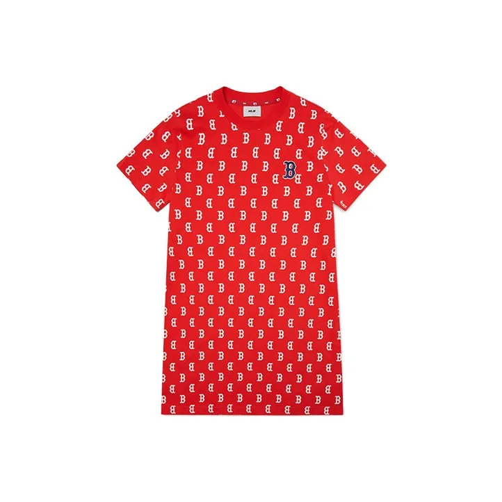 MLB Base Logo Short Sleeved Dress Women's Red