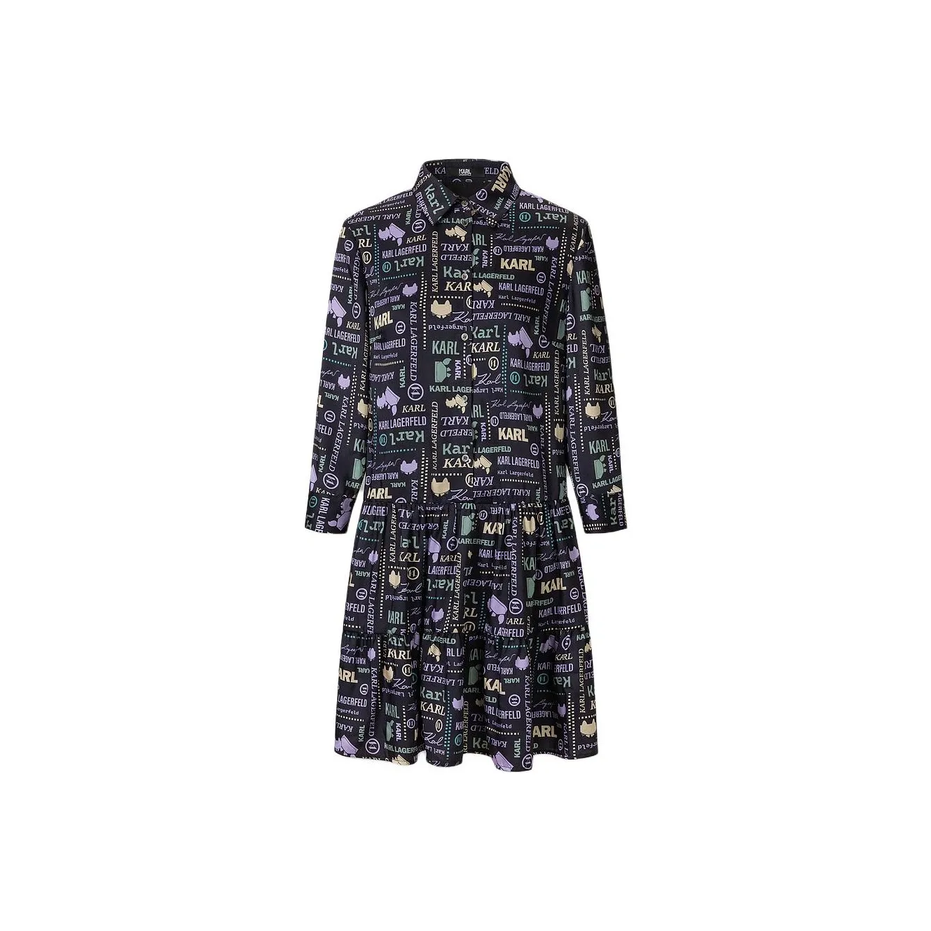 KARL LAGERFELD Длинное платье с длинными рукавами женское черное