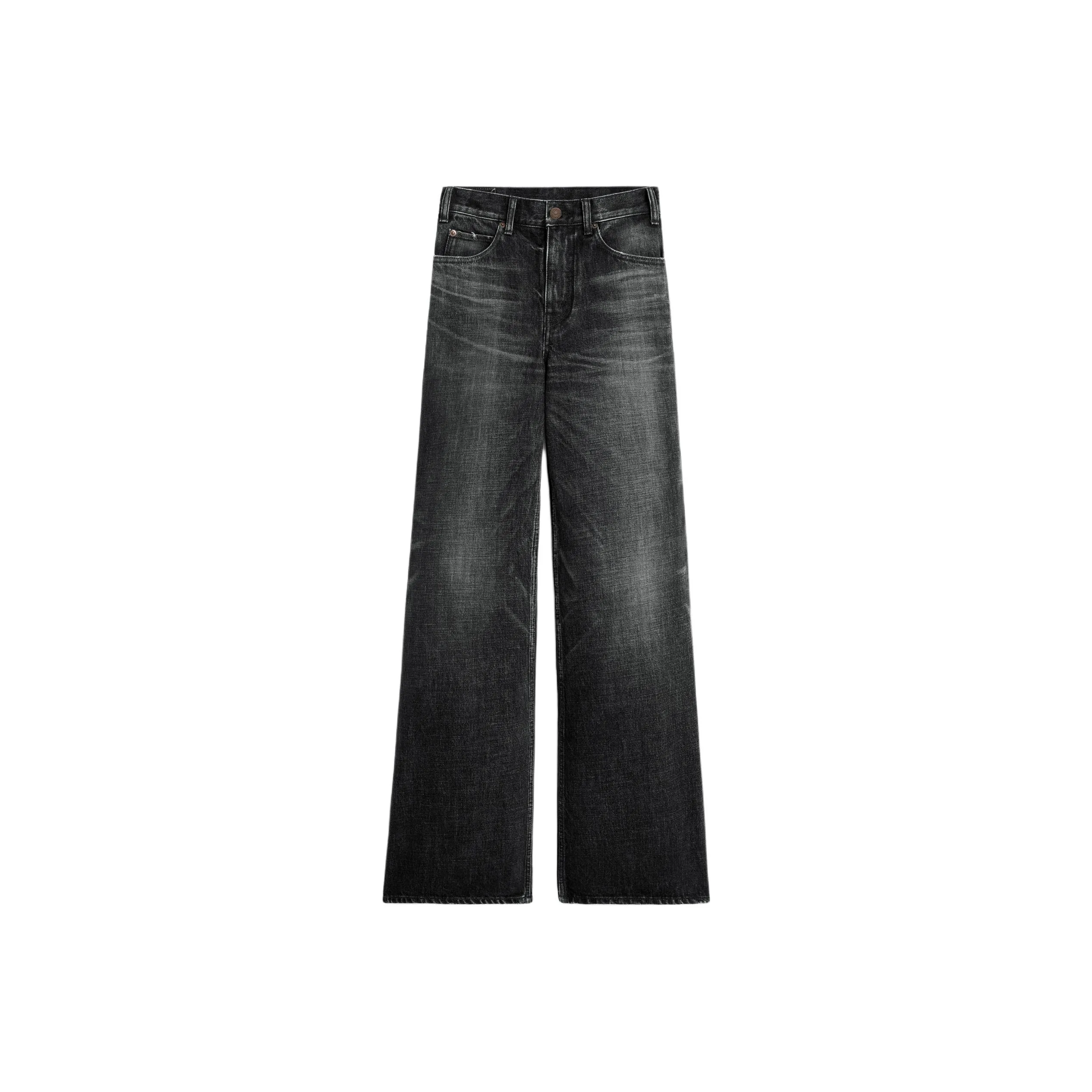 CELINE Flared Surf Jeans In Black Ice Rinse Denim