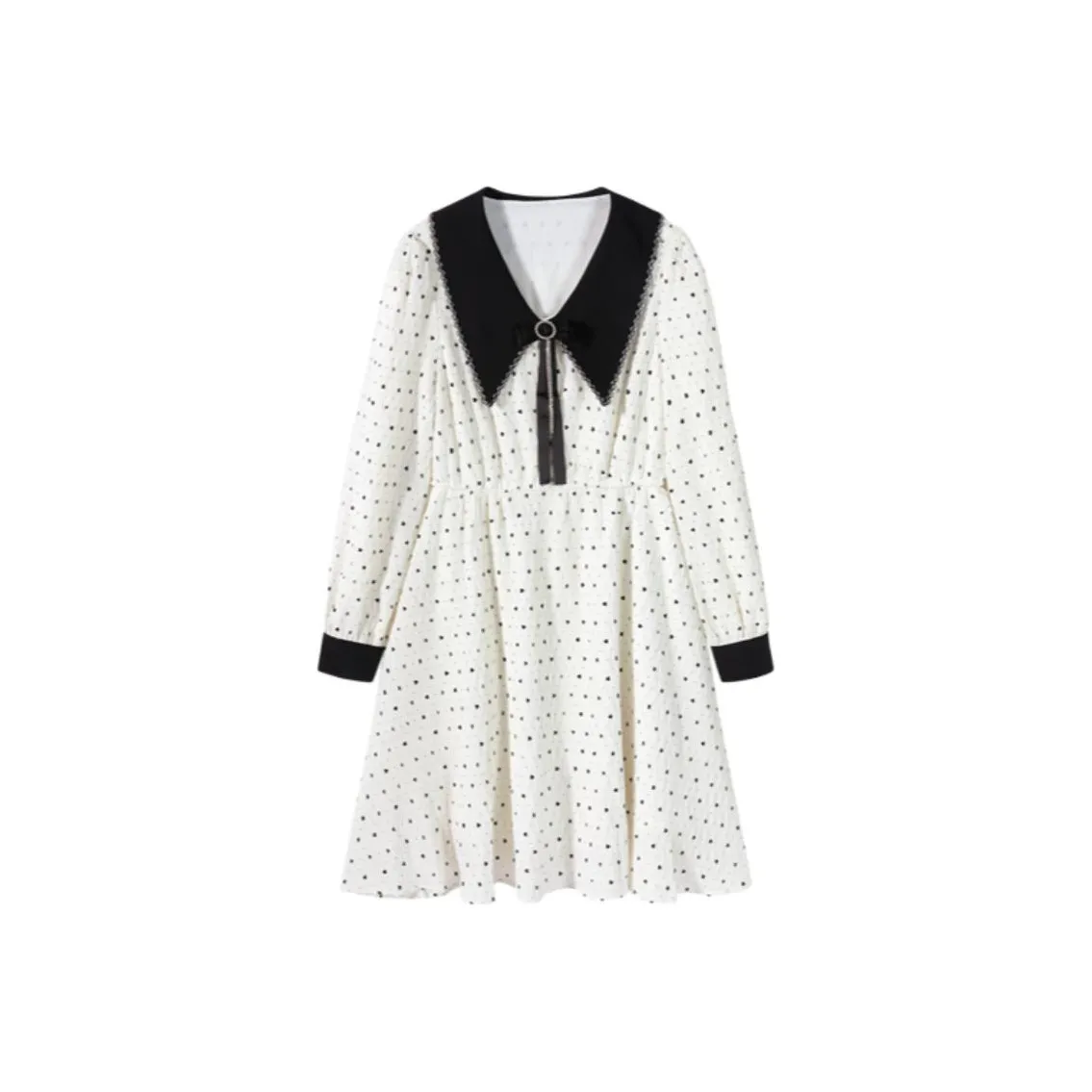 EICHITOO Длинное платье с длинными рукавами женское натуральный белый узор