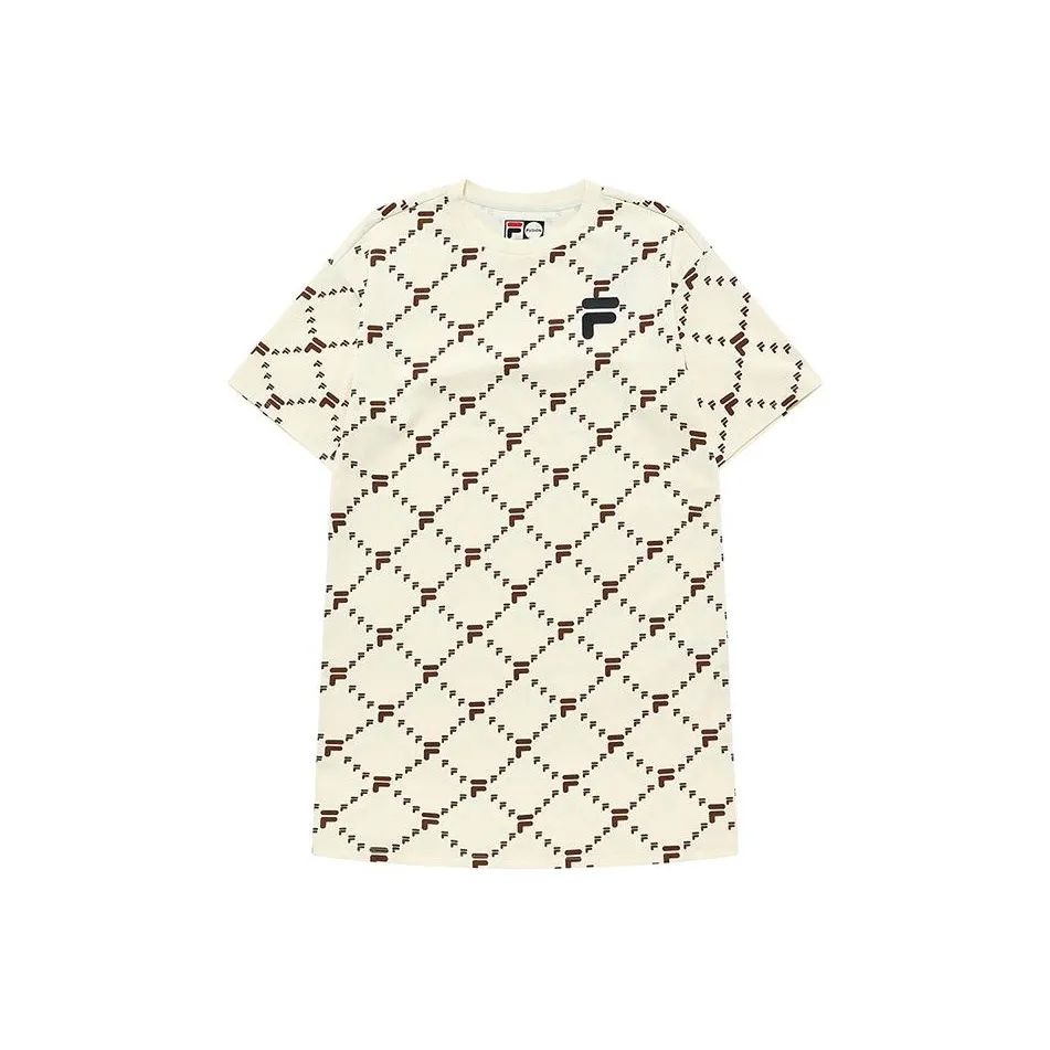 FILA FUSION Sports Life Collection Short Sleeved Dress Women's Antique White Imitation