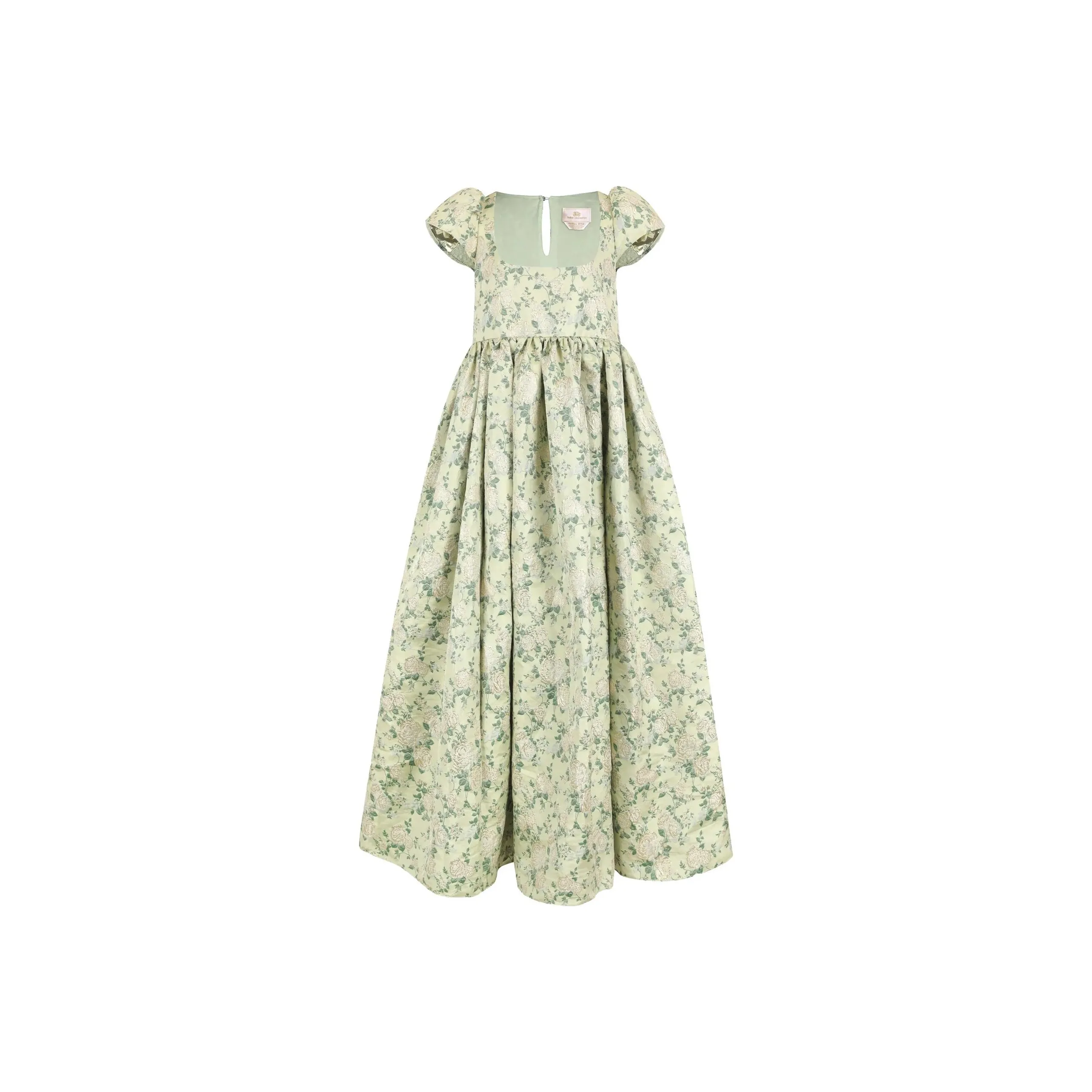 Selkie Collection x Bridgerton FW24 Short-Sleeved Dresses Women's ELOISE Green Base Constant Color Jacquard