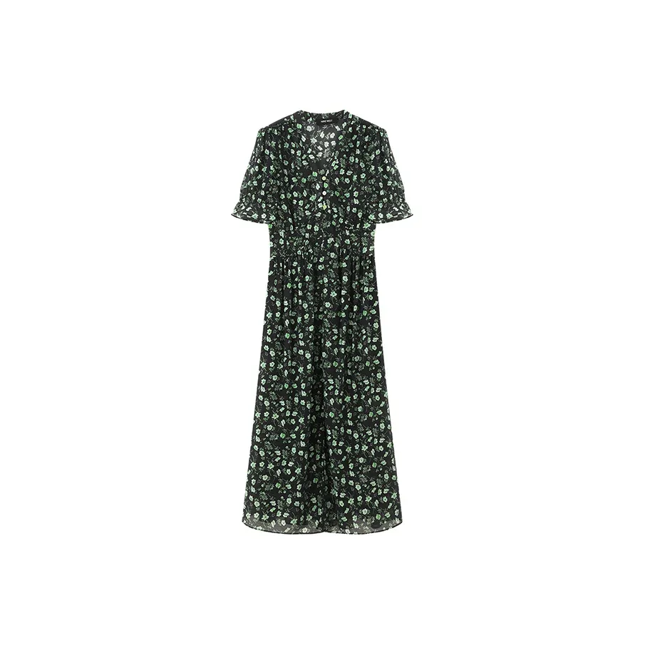 NINE WEST Short Sleeved Dress Women's Black Green