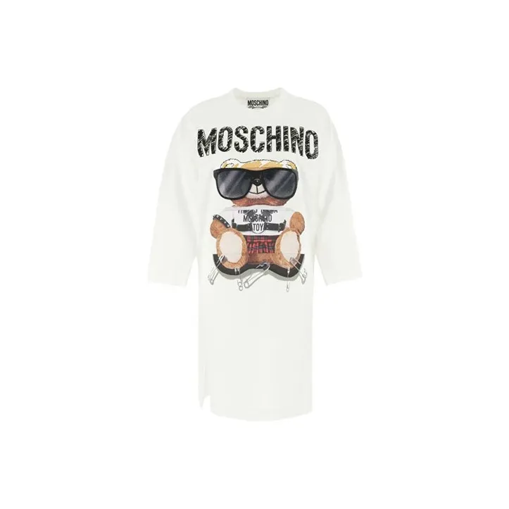 MOSCHINO Белое Женское Длинное Платье с Рукавами