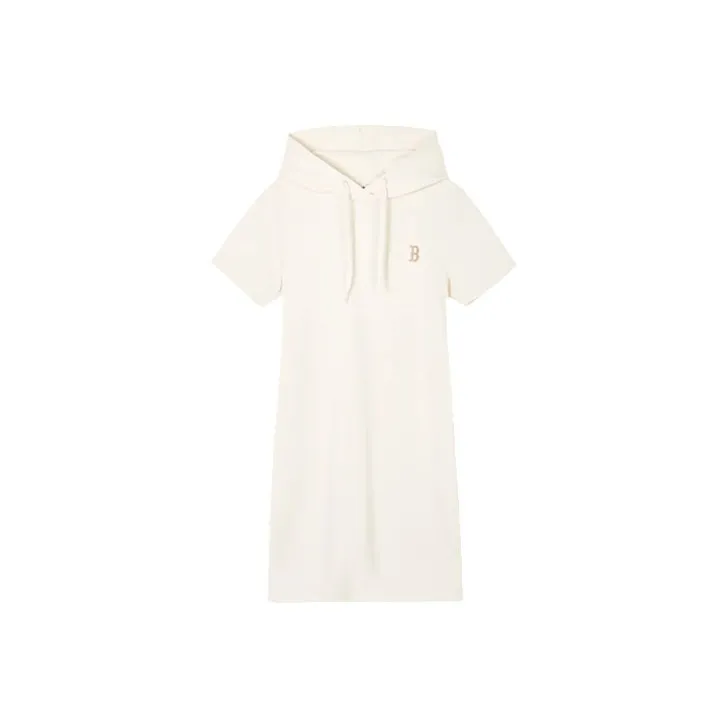 Mlb Base Logo Короткий рукав Платье Женское Кремовый Белый