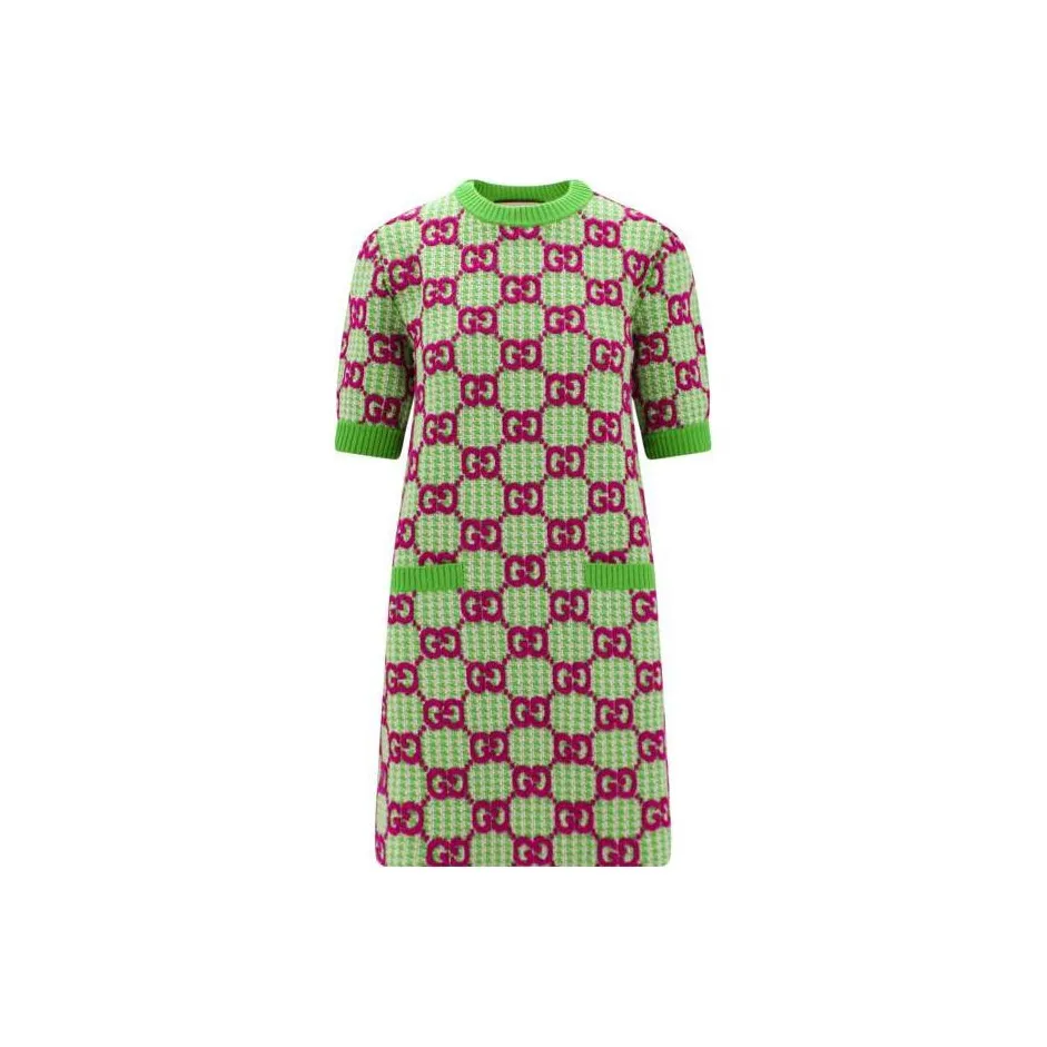 GUCCI Gg Wool Houndstooth Minidress