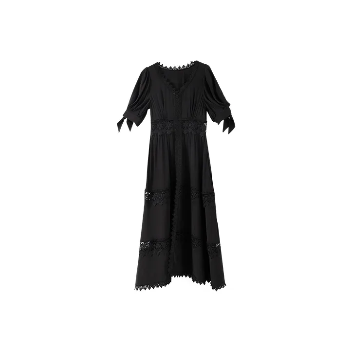YUMOMO STAR A-Line Skirt Dress Elegant Black