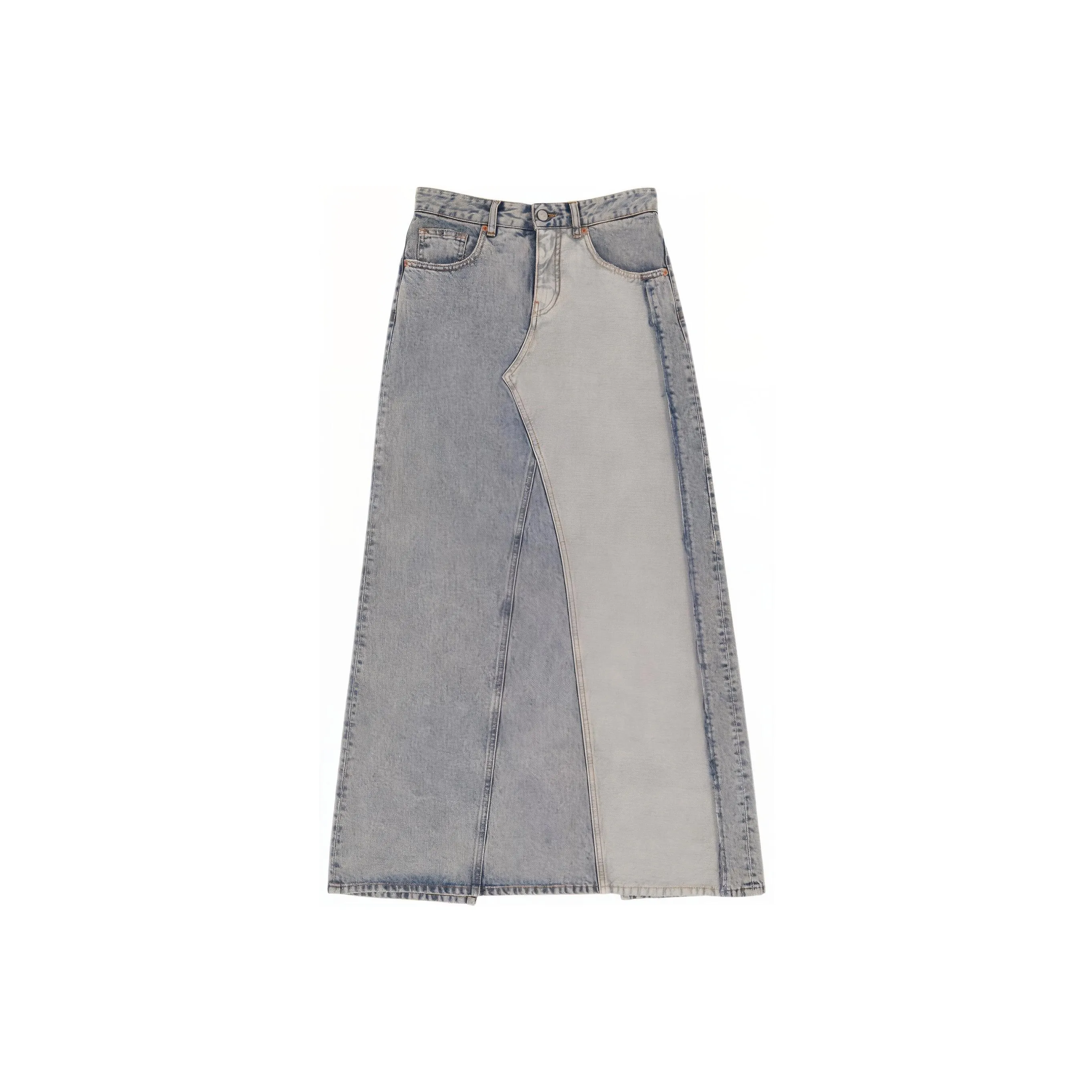 MM6 Maison Margiela Logo Patch Slit Denim Maxi Skirt