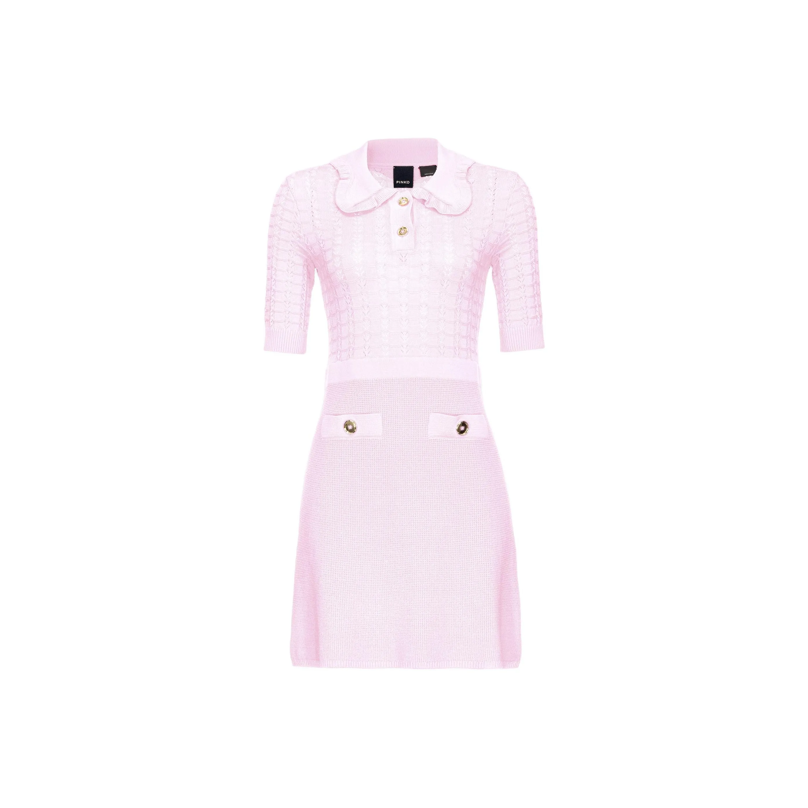 PINKO SS24 Короткое платье с короткими рукавами женское розовое