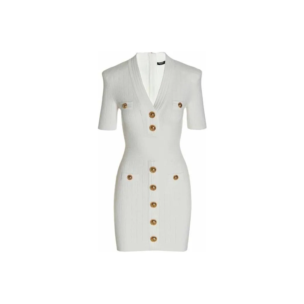 BALMAIN Knitted Button-embellished Minidress