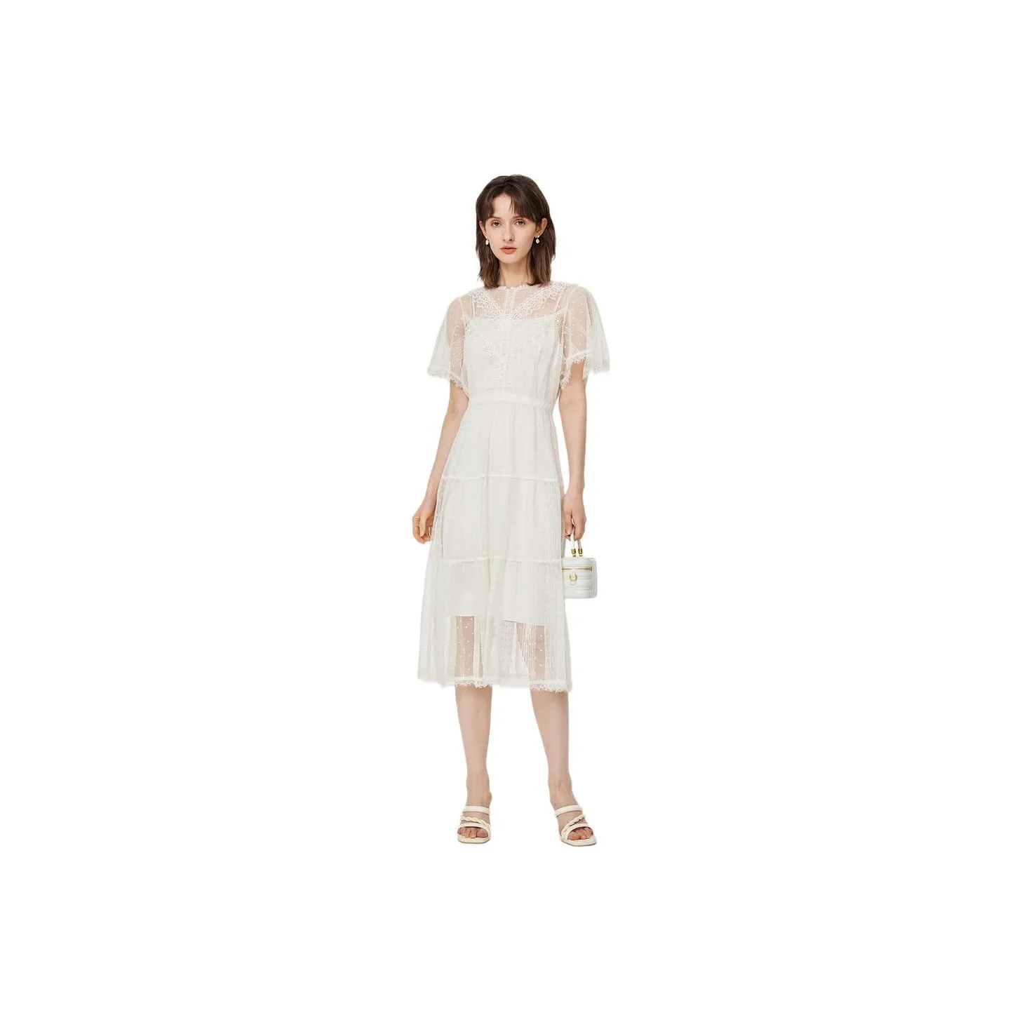DESIGNICE Short Sleeved Dresses Women's Champagne