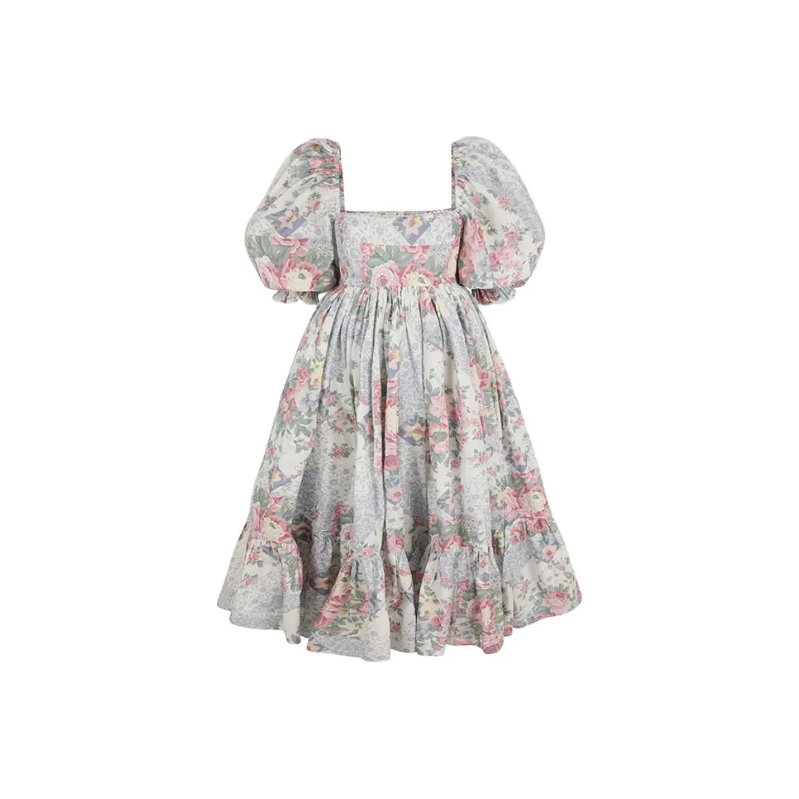 Selkie Collection FW24 Short Sleeved Dresses Women's White Base All Season Petal Patchwork Print