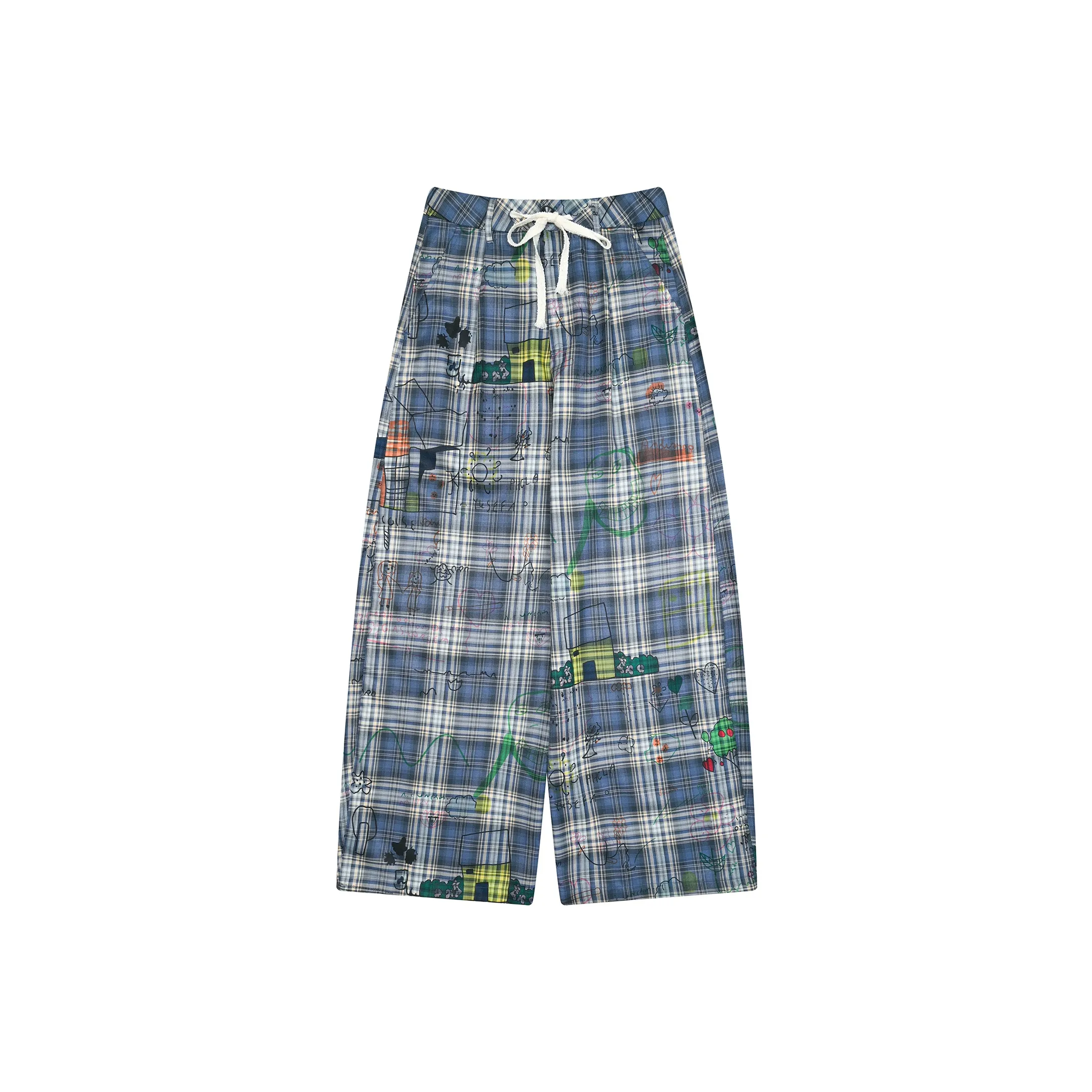 Madgood Повседневные брюки Унисекс Синий Клетка