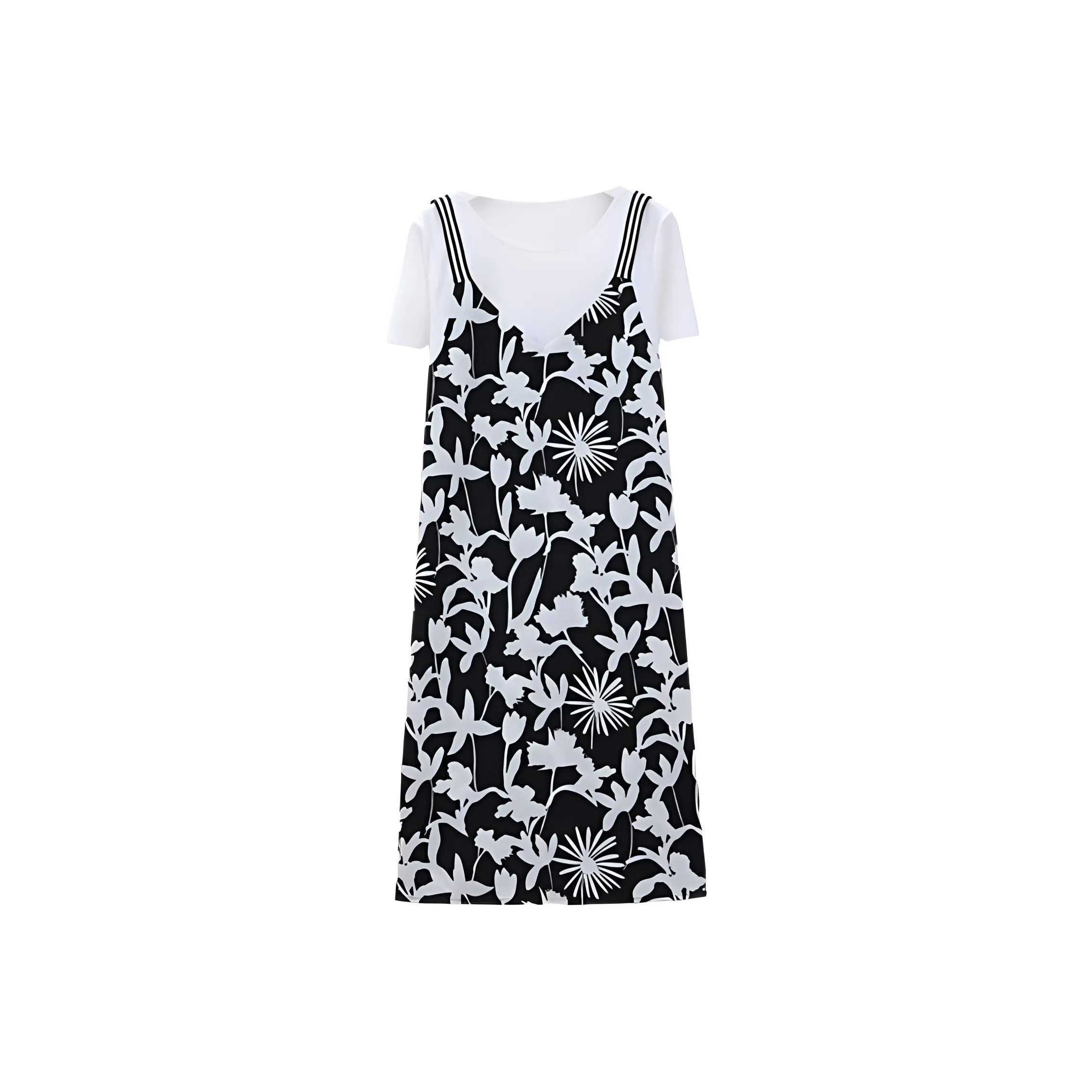 IHIMI Short Sleeved Dress Women's Black White